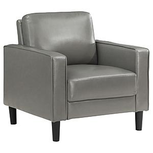 Ruth Upholstered Track Arm Faux Leather Accent Chair Grey by Coaster