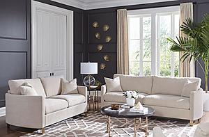 Corliss 2-piece Arched Arms Living Room Set Beige and Rose Brass by Coaster