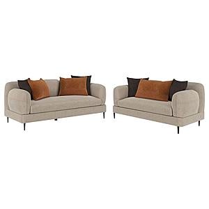 Jade 2-piece Chenille Upholstered Sofa Set Latte by Coaster