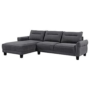 Caspian Upholstered Curved Arms Sectional Sofa Grey by Coaster