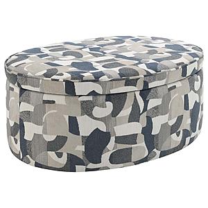 Tomkins Oval Upholstered Storage Ottoman Indigo Blue by Coaster