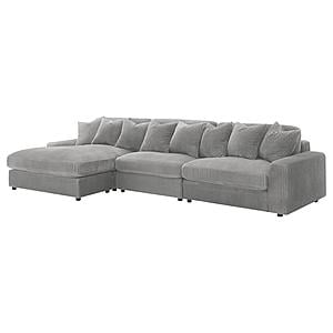 Blaine Upholstered Reversible Sectional Sofa Set w/Armless Chair Fog by Coaster