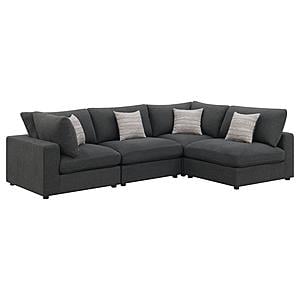 Serene 4-piece Upholstered Modular Sectional Charcoal by Coaster