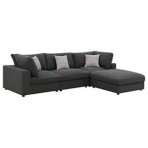 Serene 4-piece Upholstered Modular Sectional w/Ottoman Charcoal by Coaster