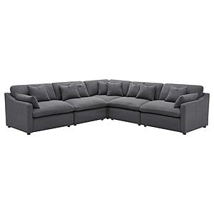 Hobson 5-piece Upholstered Modular Sectional Sofa Charcoal by Coaster