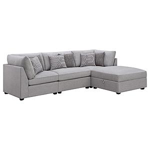 Cambria 4-piece Upholstered Modular Sectional (Configuration 2) Grey by Coaster
