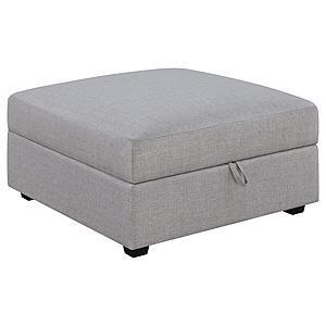 Cambria Upholstered Square Storage Ottoman Grey by Coaster
