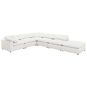 Raleigh 6-piece Boucle Upholstered Modular Sectional w/3 Armless Chairs Ivory by Coaster