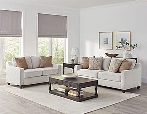 Christine Cushion Back Living Room Set (Sofa, Loveseat) Beige by Coaster