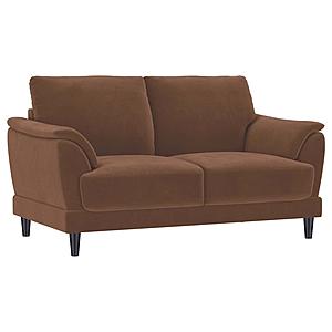 Selma Velvet Upholstered Crescent Arm Loveseat Rust by Coaster