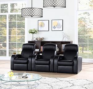 Cyrus 3-seater Upholstered Recliner Living Room Set Black by Coaster