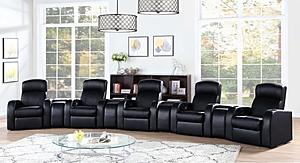 Cyrus 5-seater Upholstered Recliner Living Room Set Black w/4 Consoles by Coaster