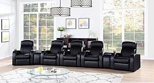Cyrus 5-seater Upholstered Recliner Living Room Set Black w/2 Consoles by Coaster