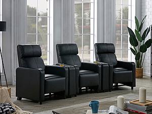 Toohey 3-seater Upholstered Tufted Recliner Living Room Set Black w/Cup Holders by Coaster