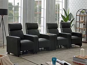 Toohey 4-seater Upholstered Tufted Recliner Living Room Set Black by Coaster