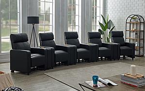 Toohey 5-seater Upholstered Tufted Recliner Living Room Set Black w/Cup Holders by Coaster