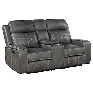 Raelynn Upholstered Motion Reclining Loveseat Grey by Coaster