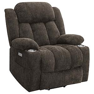 Houston Upholstered Power Lift Recliner Chair Dark Brown by Coaster