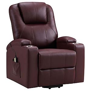 Armstrong Upholstered Power Lift Massage Recliner Wine by Coaster