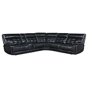 Hewitt Leather Upholstered Power Reclining Sectional Black by Coaster