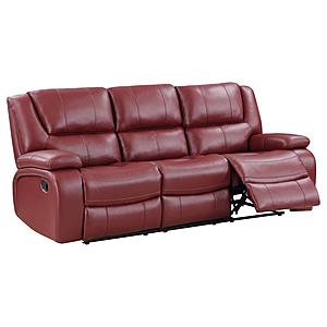 Camila Upholstered Motion Reclining Sofa Red Faux Leather by Coaster