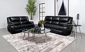 Camila 2-piece Upholstered Motion Reclining Sofa Set Black by Coaster