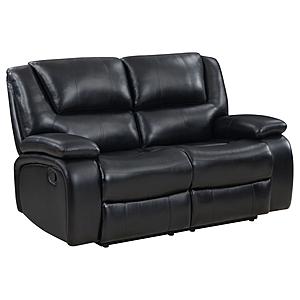 Camila Upholstered Motion Reclining Loveseat Black by Coaster