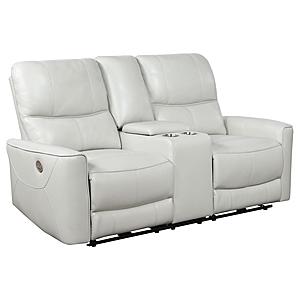 Greenfield Upholstered Power Reclining Loveseat w/Console Ivory by Coaster