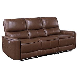 Greenfield Upholstered Power Reclining Sofa Saddle Brown by Coaster