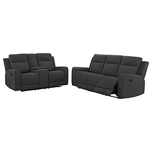 Brentwood 2-piece Upholstered Reclining Sofa Set Charcoal by Coaster