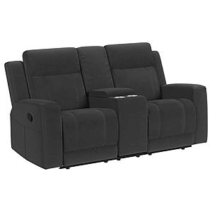 Brentwood Upholstered Reclining Loveseat Dark Charcoal by Coaster
