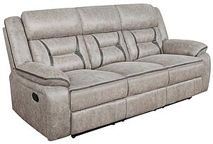 Greer Upholstered Tufted Back Motion Sofa Light by Coaster