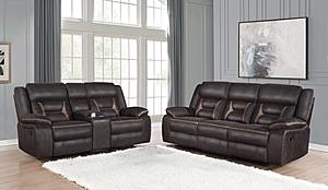 Greer Upholstered Tufted Living Room Set (Sofa, Loveseat) Dark by Coaster