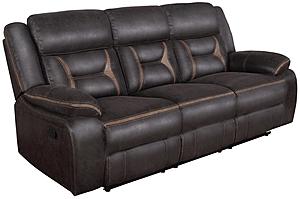 Greer Upholstered Tufted Back Motion Sofa Dark by Coaster