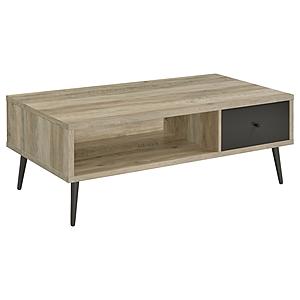 Welsh 1-drawer Rectangular Engineered Wood Coffee Table With Storage Shelf Antique Pine and Grey by Coaster