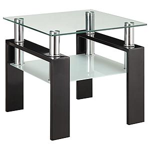 Dyer Tempered Glass End Table with Shelf Black by Coaster