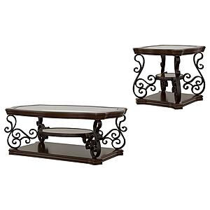 Laney 2-piece Glass Top Coffee and End Table Set Dark Merlot by Coaster