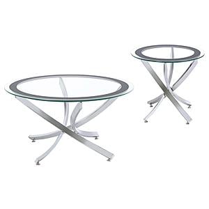 Brooke 2-piece Round Coffee and End Table Set Chrome by Coaster