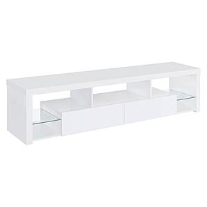 Jude 2-drawer 71" TV Stand w/Shelving White High Gloss by Coaster