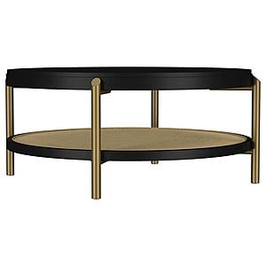 Arini Round Coffee Table w/Storage Shelf Black by Coaster