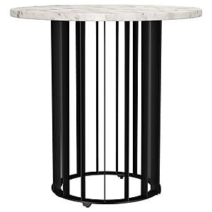 Haven Round Genuine White Marble Top End Side Table Black by Coaster