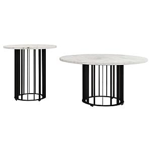 Haven 2-piece Round Marble Coffee and End Table Set Black by Coaster