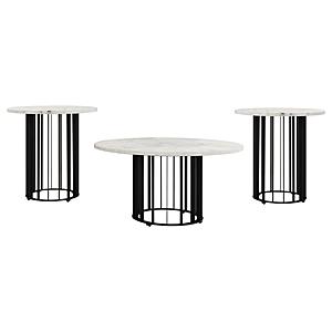 Haven 3-piece Round Marble Coffee and End Table Set Black by Coaster