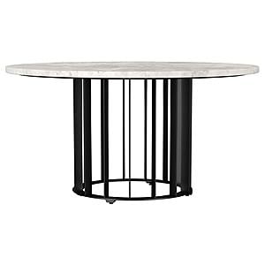 Haven Round Genuine White Marble Top Coffee Table Black by Coaster