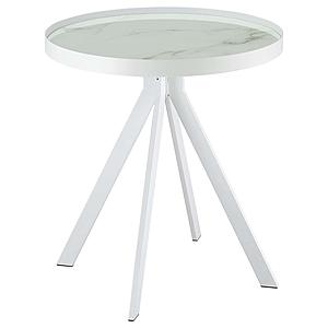 Briggs Round Marble Printed Glass Top End Side Table White by Coaster