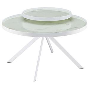 Briggs Round Marble Printed Glass Top Coffee Table White by Coaster