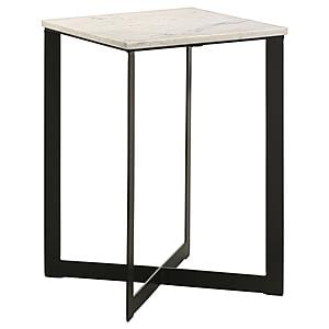 Tobin Square Marble Top End Table White and Black by Coaster