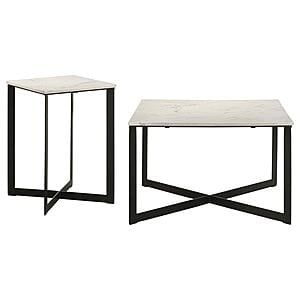 Tobin 2-piece Marble Top Coffee and End Table Set White by Coaster