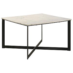 Tobin Square Marble Top Coffee Table White and Black by Coaster