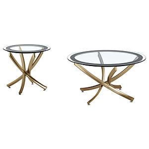 Brooke 2-piece Round Coffee and End Table Set Rose Brass by Coaster